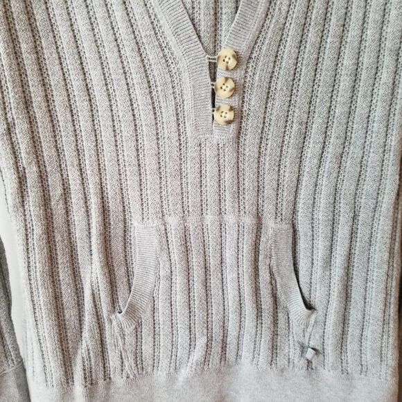 Gitano Gray Hooded Knit Sweater with Kangaroo Pocket Size Medium Lighter Weight - Picture 5 of 16